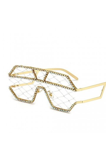Tendances Dentelle Punk Lunettes Femmes Mode Diamants Lunettes De Soleil Femme Surdimensionné Personnalité Une Pièce Strass L