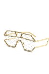 Tendances Dentelle Punk Lunettes Femmes Mode Diamants Lunettes De Soleil Femme Surdimensionné Personnalité Une Pièce Strass L