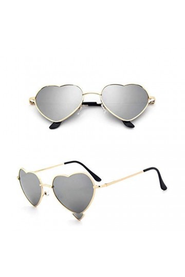 EDCPLM Lunettes De Soleil Femmes Hommes Mode Lunettes De Soleil en Forme De Coeur Femmes Dame Métal Cravates Réfléchissantes 