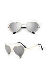 EDCPLM Lunettes De Soleil Femmes Hommes Mode Lunettes De Soleil en Forme De Coeur Femmes Dame Métal Cravates Réfléchissantes 