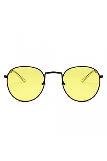 HNGM Lunettes de Soleil Mesdames Hommes Retro Lunettes de Soleil Round Round Jaune Rouge Lunettes de Soleil en Alliage Cadre 