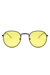 HNGM Lunettes de Soleil Mesdames Hommes Retro Lunettes de Soleil Round Round Jaune Rouge Lunettes de Soleil en Alliage Cadre 