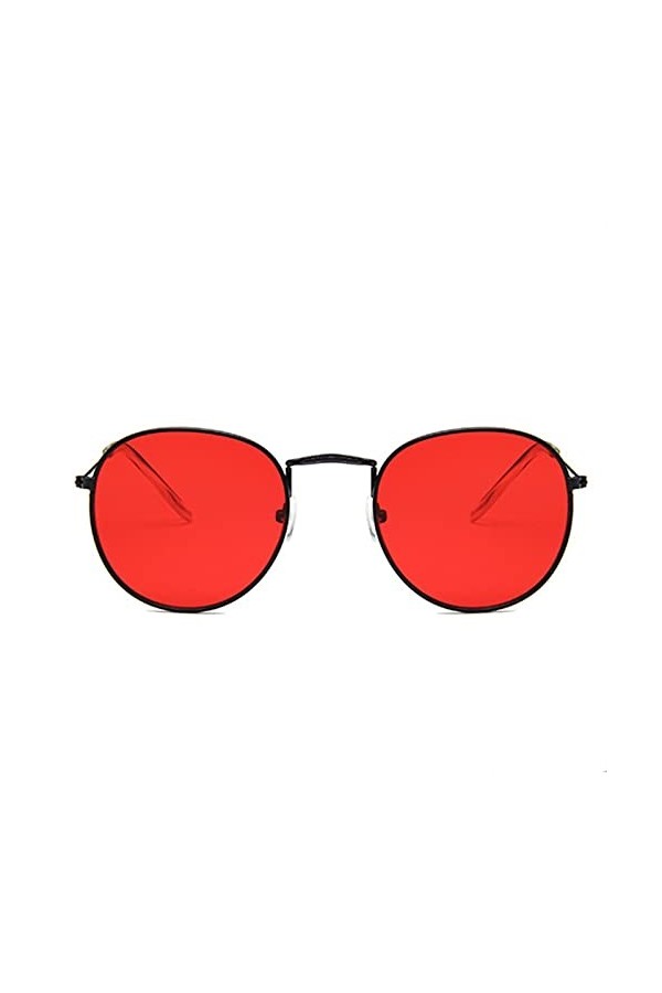 HNGM Lunettes de Soleil Mesdames Hommes Retro Lunettes de Soleil Round Round Jaune Rouge Lunettes de Soleil en Alliage Cadre