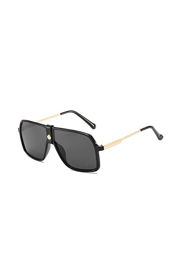 YUANCHENG Rétro Double Ponts Surdimensionnés Carré Femmes Lunettes De Soleil Marque Designer En Cuir Hommes Lunettes De Plein