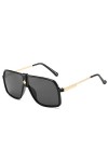 YUANCHENG Rétro Double Ponts Surdimensionnés Carré Femmes Lunettes De Soleil Marque Designer En Cuir Hommes Lunettes De Plein