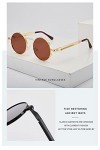 LCISCOUP Lunettes Soleil Lunettes de Soleil à Vapeur Rondes Hommes et Femmes Lunettes de Soleil en métal rétro UV400 Lenses 