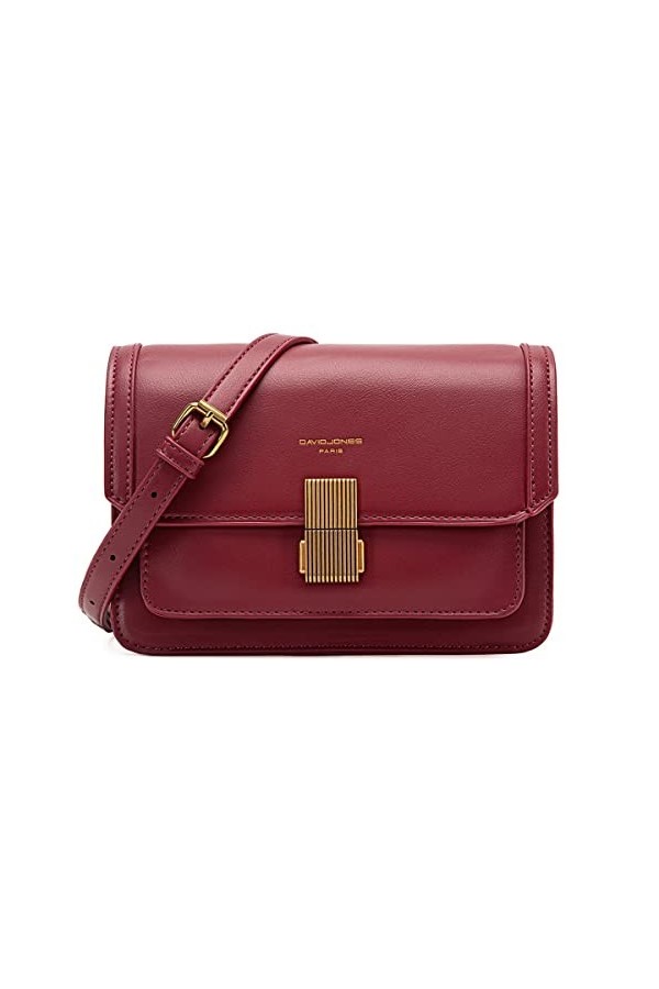 David Jones - Petit Sac Bandoulière Femme - Simili Cuir PU Rigide - Pochette à Rabat - Besace Ville Soirée Shopping Téléphone