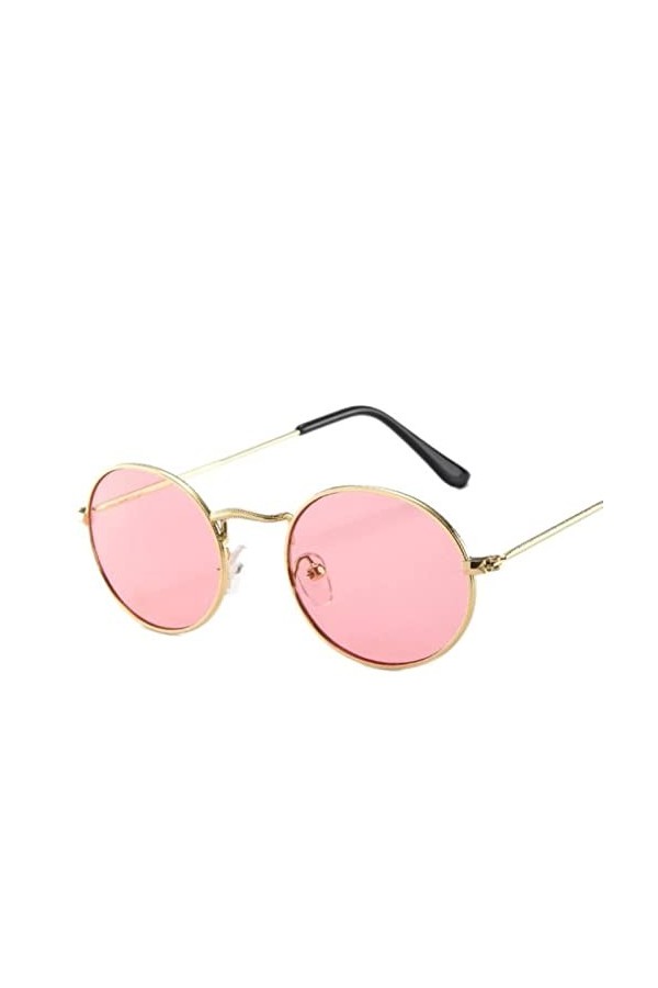 DSAI Lunettes de soleil ovales rétro pour homme - Lunettes de soleil vintage pour femme - Or rose - 1 paire de lunettes de so