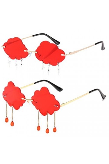 YANGQI Lunettes de soleil tendance sans monture en forme de nuage avec pendentif à pompon, lunettes de soleil de luxe drôles 