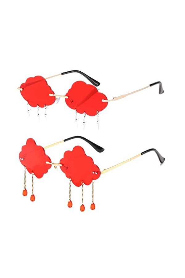 YANGQI Lunettes de soleil tendance sans monture en forme de nuage avec pendentif à pompon, lunettes de soleil de luxe drôles