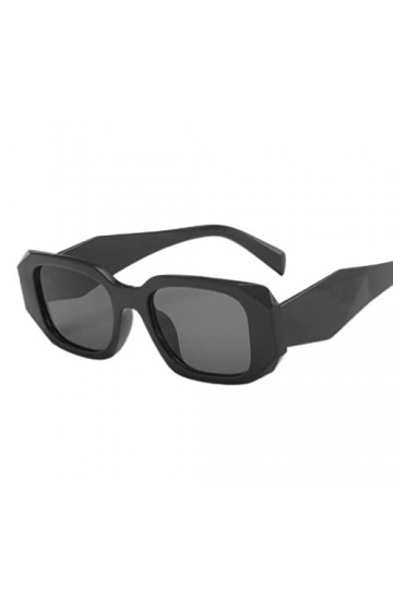 YANGQI Lunettes de soleil vintage carrées irrégulières pour femme - Protection UV - Noir et gris - 1 paire de lunettes de sol