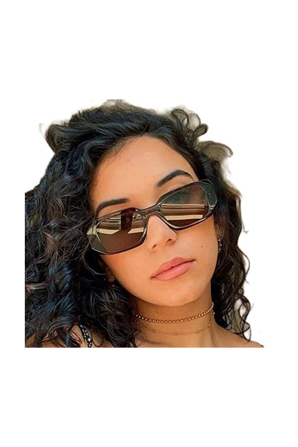 YANGQI Lunettes de soleil vintage carrées irrégulières pour femme - Protection UV - Noir et gris - 1 paire de lunettes de sol