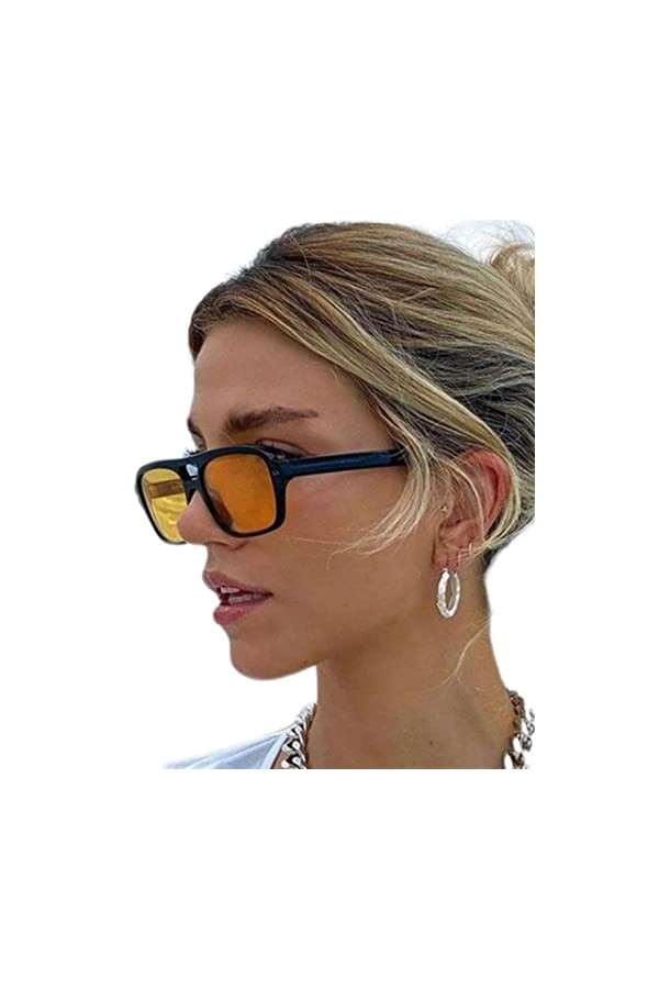 DSAI Trends Lunettes de soleil vintage pour femme Jaune Décoration Nuances Hommes Tendance Lunettes de soleil Gafas Oculos De