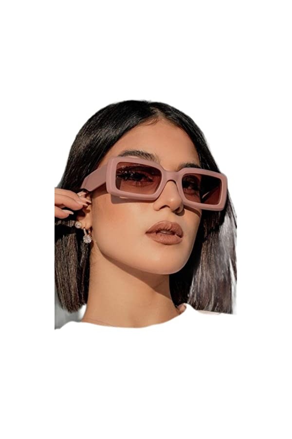 DSAI Lunettes de soleil carrées pour femme - Style rétro - Unisexe - Noir - 1 paire de lunettes de soleil