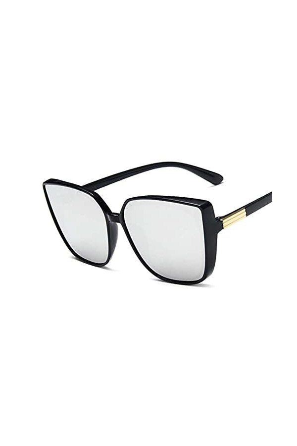 XIANDE Cat Eye Woman Vintage Black Mirror Fashion Big Frame Cool Lunettes de Soleil pour Femme