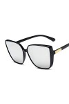 XIANDE Cat Eye Woman Vintage Black Mirror Fashion Big Frame Cool Lunettes de Soleil pour Femme