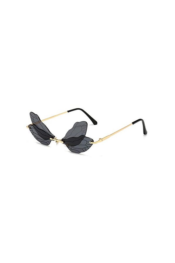 ZYHWS Lunettes de Soleil à laile Libellule sans Chasse Femmes Vintage Vintage Ocean Ocean Lentille Lunettes Hommes Jaune Jau