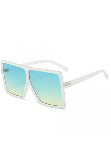 Unique Grand Cadre Gradient Shades Femmes Lunettes de Soleil Carrées Lunettes de Soleil UV400 C10 Vert-Jaune