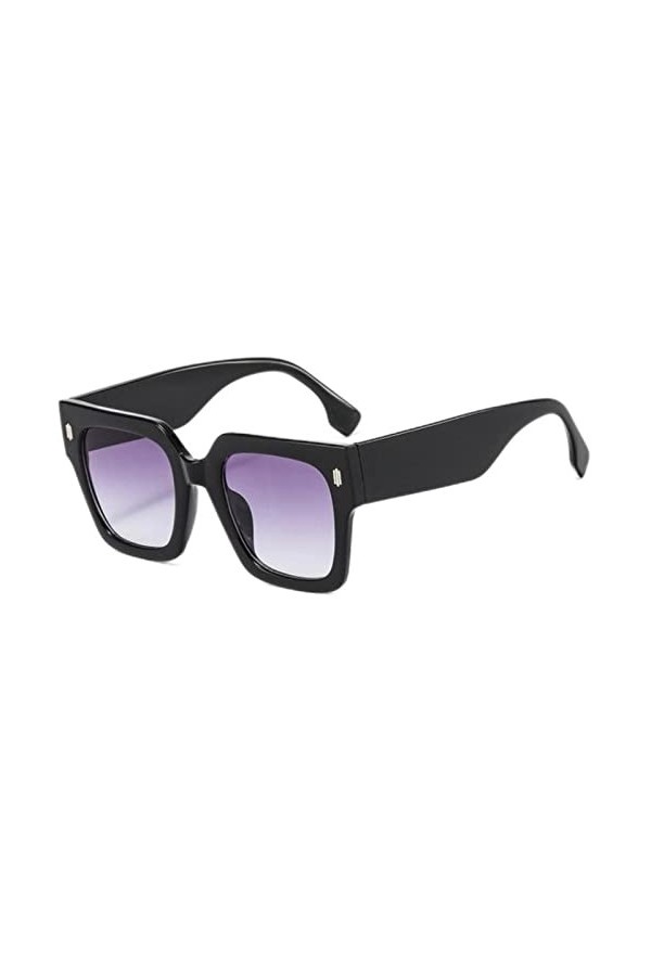 YANGQI Lunettes de soleil carrées de luxe pour femme - Monture surdimensionnée - Noir dégradé de gris