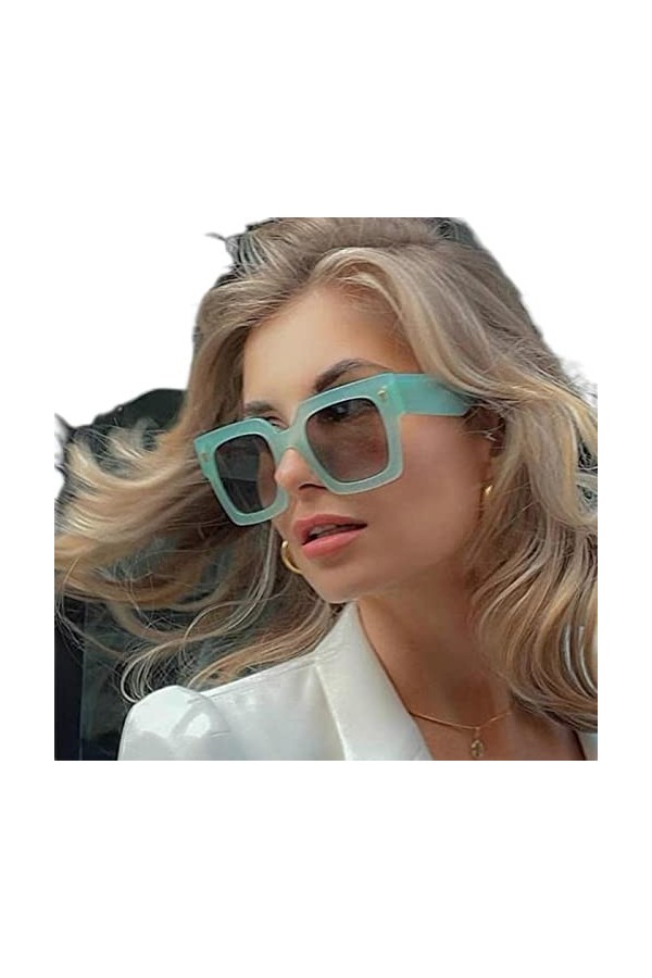 YANGQI Lunettes de soleil carrées de luxe pour femme - Monture surdimensionnée - Noir dégradé de gris