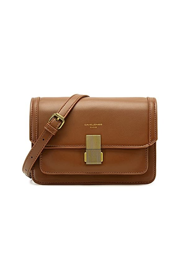 David Jones - Petit Sac Bandoulière Femme - Simili Cuir PU Rigide - Pochette à Rabat - Besace Ville Soirée Shopping Téléphone