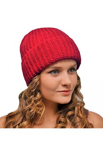 Entire Empire Magnifique bonnet dhiver tricoté – Bonnet dhiver pour femme – Bonnet en laine pour femme – Tricot épais - Rou