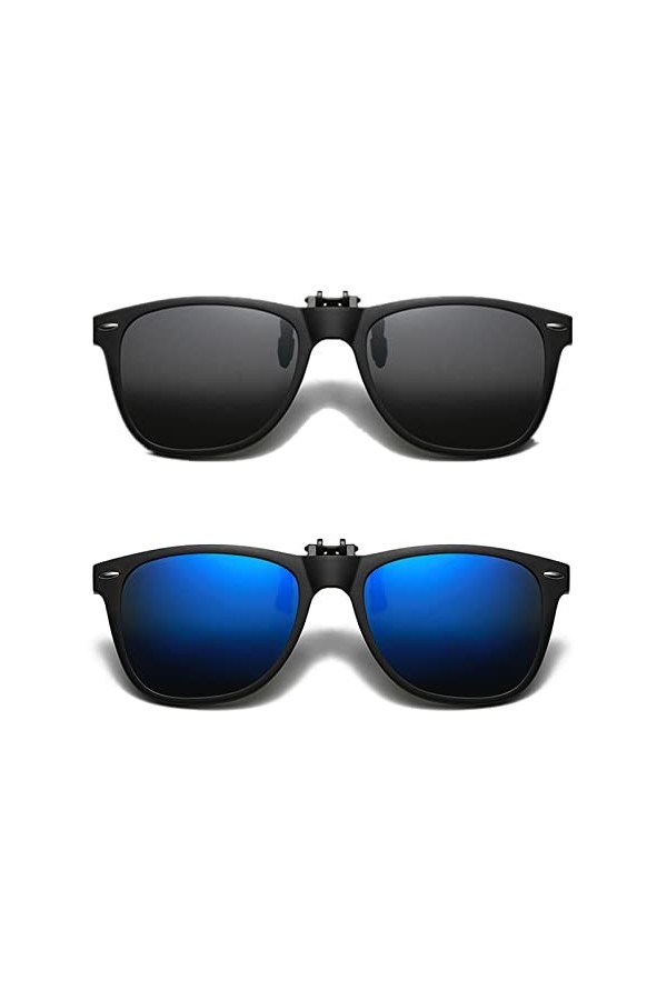 YAMEIZE Lunettes De Soleil - Polarisées Clip-on Pour Femme Homme Protection UV400 Lunettes de Soleil Rabattables Conduite en 