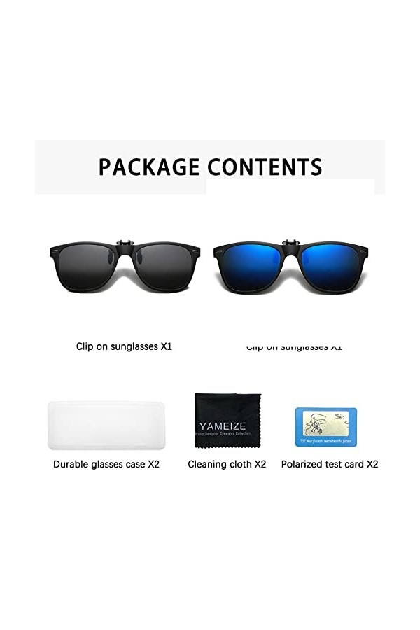 YAMEIZE Lunettes De Soleil - Polarisées Clip-on Pour Femme Homme Protection UV400 Lunettes de Soleil Rabattables Conduite en 