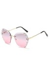 YUANCHENG Lunettes de soleil sans monture strass Lunettes de soleil Tendance UV400 Or-GrisRose