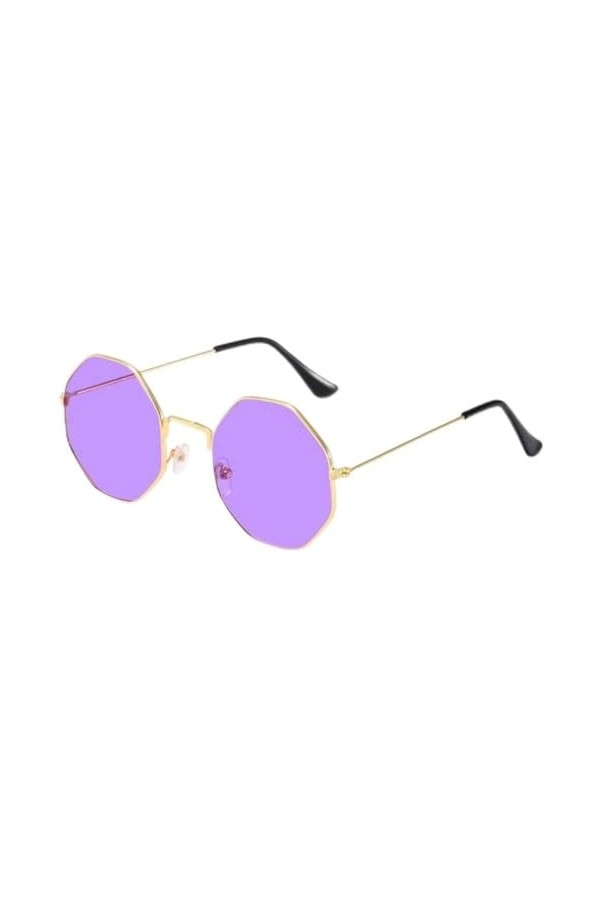 Lunettes de Soleil Polygone Lunettes de Soleil en métal Petite Monture Lunettes de Soleil carrées pour Hommes Femmes Protecti