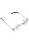 PRETYZOOM Lunettes de Soleil Flocon de Neige Lunettes à Monture Irrégulière Lunettes de Soleil sans Monture sans Monture Lune