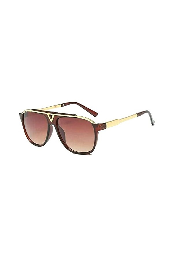 Lunettes de soleil carrées pour homme et femme avec étui gratuit - Marron - marron, Taille unique