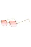 YUANCHENG Lunettes de soleil à monture métallique sans monture Femme Lunettes UV400 C6 Or - Rose