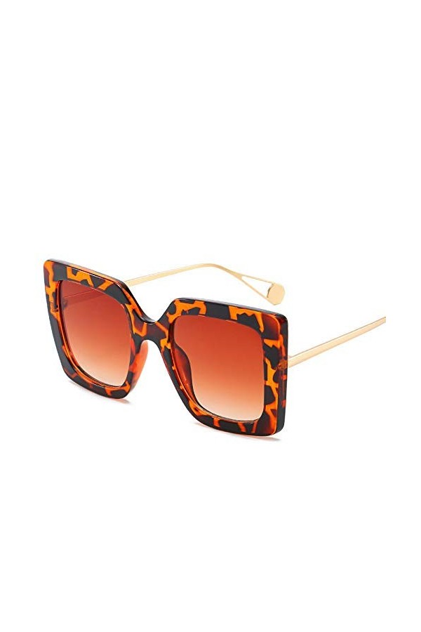 SHANGYUN Lunettes de Soleil carrées&nbsp;rétro&nbsp;Femmes Lunettes de Soleil Uniques pour Femmes UV400 Lunettes de Soleil LeopardTea
