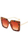 SHANGYUN Lunettes de Soleil carrées&nbsp;rétro&nbsp;Femmes Lunettes de Soleil Uniques pour Femmes UV400 Lunettes de Soleil LeopardTea