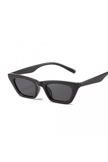 PAXAS Lunettes de soleil vintage œil de chat femme lunettes de soleil noires mode féminine petit cadre miroir carré-noirgris