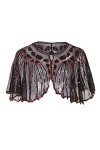 Central Chic © Châle vintage à paillettes et perles pour mariage, soirée, fête de Noël Gatsby les années 1920 - Noir - Taille