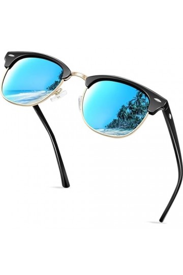 KANASTAL Lunettes de Soleil Polarisées Hommes et Femmes Lunettes de Soleil Demi-Monture Métal Classiques Lunettes de soleil R