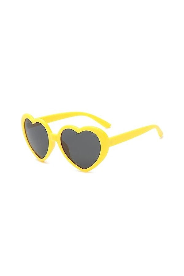 WDZAYXC Lunettes de soleil polarisées surdimensionnées en forme de cœur, protection UV400, jaune/gris