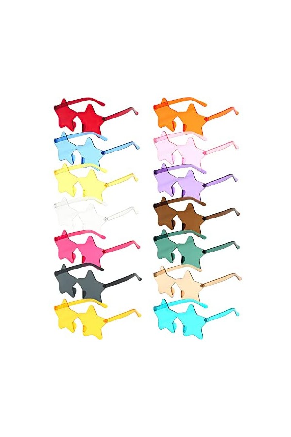Lunettes de soleil étoile sans cadre, lunettes de soleil étoile, lunettes couleur bonbon transparent, lunettes teintées, acce