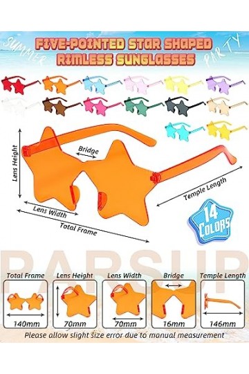 Lunettes de soleil étoile sans cadre, lunettes de soleil étoile, lunettes couleur bonbon transparent, lunettes teintées, acce