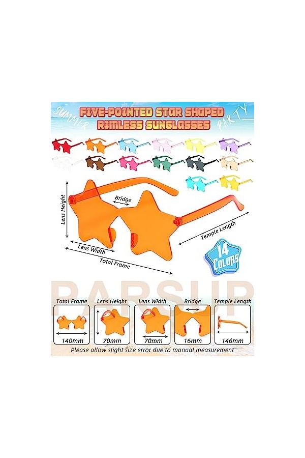 Lunettes de soleil étoile sans cadre, lunettes de soleil étoile, lunettes couleur bonbon transparent, lunettes teintées, acce