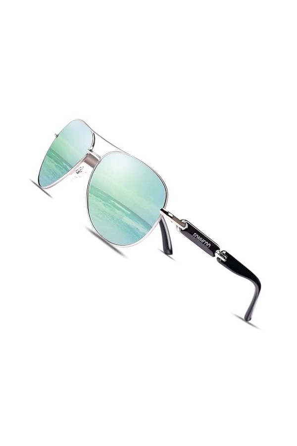 FONHCOO Lunettes de Soleil Aviateur pour Femme, Polarisées Miroir Lunette de Soleil, Pilote Mode la UV 400 Protection