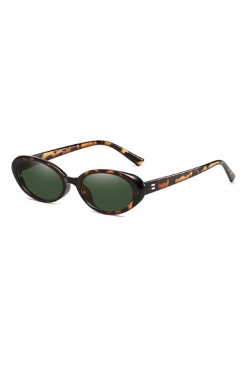 YUELUQU Lunettes de soleil ovales rétro vintage tendance pour homme et femme UV400, Léopard/vert