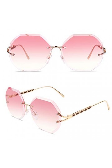 Sunier Trendy Fashion Lunettes de Soleil Surdimensionnées pour Femme, Rétro Sans Monture Hexagonale Polygone Dégradé pour Fem