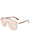FEISEDY Lunette de Soleil Surdimensionné élégant Une Pièce sans Cadre Plat Haut Chic Lunettes Grandes pour Homme Femme B2634