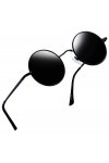 Joopin Lunettes de Soleil Homme Rétro Hippie Lunette de Soleil Femme Ronde Polarisée Lunettes Ronde Simple UV400 Noir Gris 