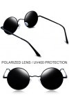 Joopin Lunettes de Soleil Homme Rétro Hippie Lunette de Soleil Femme Ronde Polarisée Lunettes Ronde Simple UV400 Noir Gris 