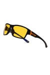 Long Keeper lunette de soleil homme Femme polarisée 100% Anti UV400 Protection & Cadre Durable Incassable Noir/Jaune 
