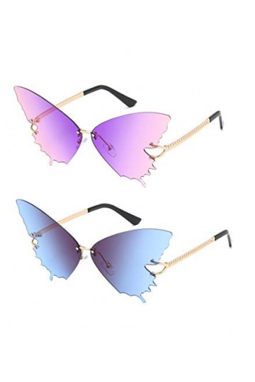 N A Lunettes de Soleil Papillon Mode pour Femmes Lunettes à Monture Métallique Vintage Protection UV Mauve rose + Bleu Gris 